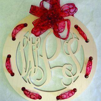 Wooden Monogram with Holes for Ribbon